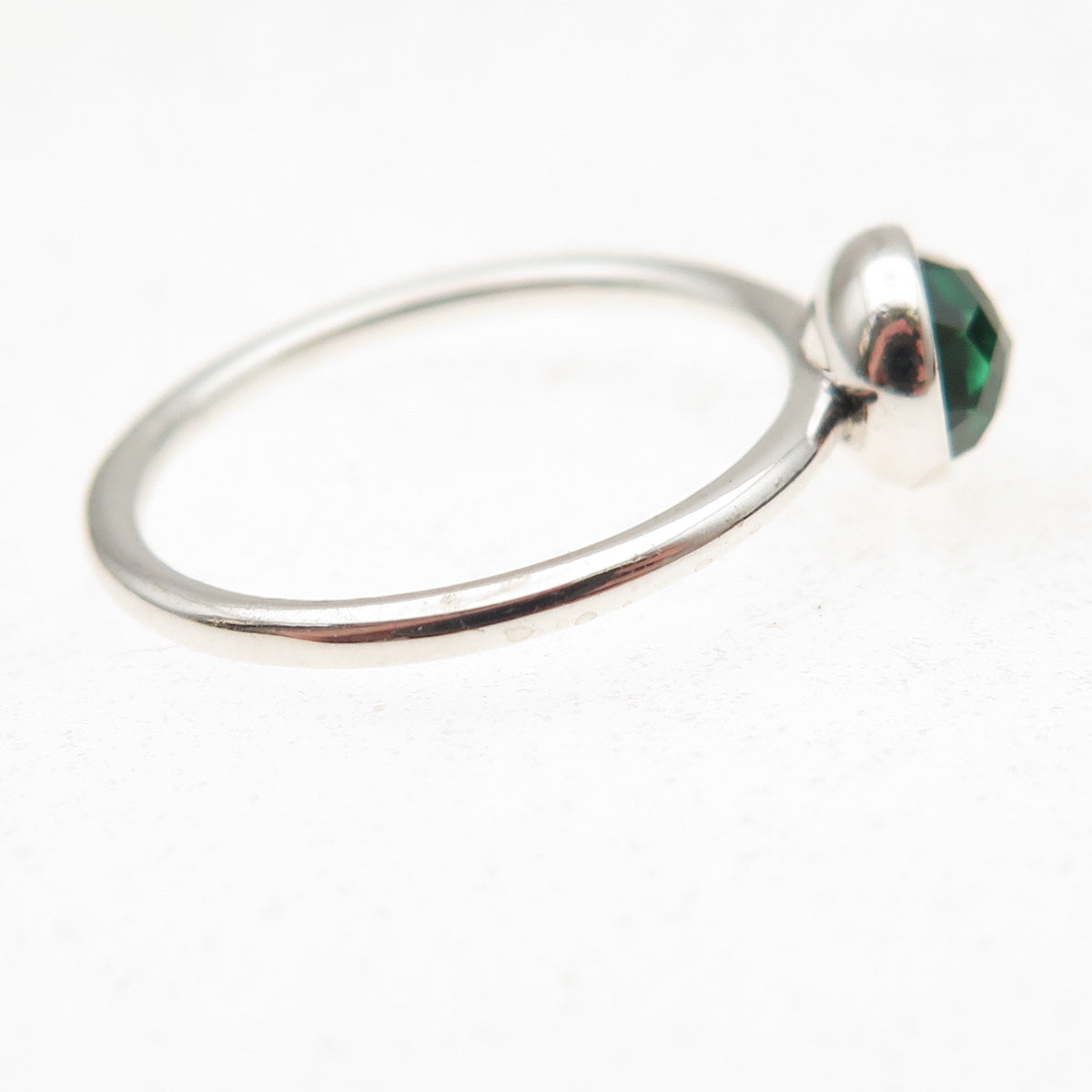 Pandora 925 Sterling Silver Green Crystal August Birthday Blooms Ring Size 6