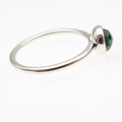 Pandora 925 Sterling Silver Green Crystal August Birthday Blooms Ring Size 6