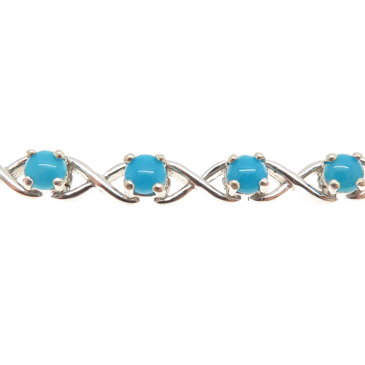 CHUCK CLEMENCY 925 Sterling Silver Turquoise Infinity Link Bracelet 6-9.25"