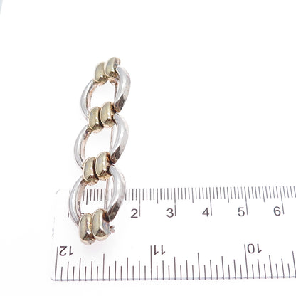 925 Sterling Silver 2-Tone Vintage Italy Modernist Link Pin Brooch