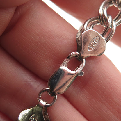 925 Sterling Silver Vintage Italy Double Curb Link Bracelet 7.5"