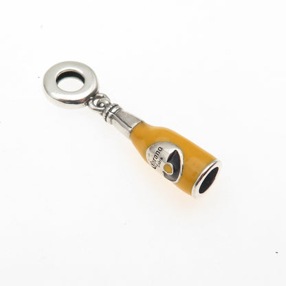 925 Sterling Silver Enamel Corona Extra Beer Dangle Slide Charm