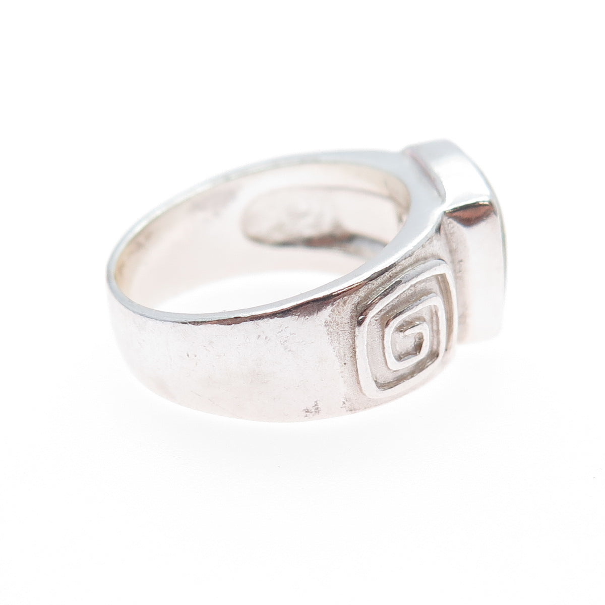 CAROLYN POLLACK Sterling 2-Tone Vintage Turquoise Inlay Spiral Ring Size 6.25