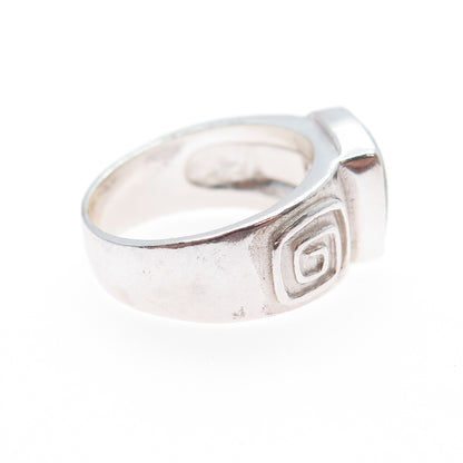 CAROLYN POLLACK Sterling 2-Tone Vintage Turquoise Inlay Spiral Ring Size 6.25