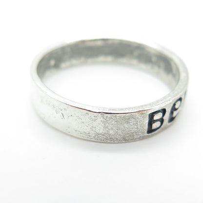 925 Sterling Silver Vintage "Believe" Band Ring Size 7.25