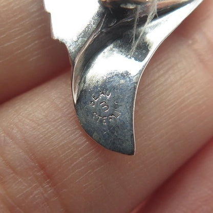 925 Sterling Silver Vintage BEAU Leaf Pin Brooch
