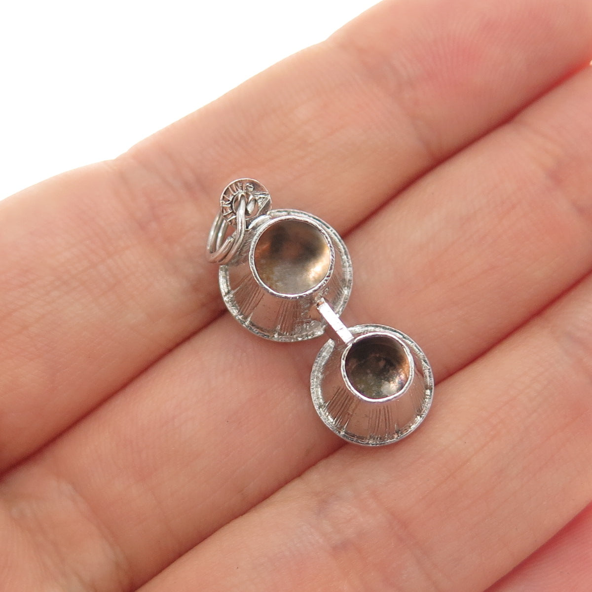 925 Sterling Silver Vintage Bongos Drums Minimalist 3D Charm Pendant