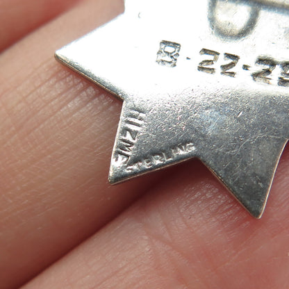 SAMUEL HIZME 925 Sterling Silver Antique 1925 Star of David Pin Pendant