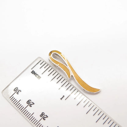 925 Sterling Silver Vintage Enamel Ribbon Slide Pendant