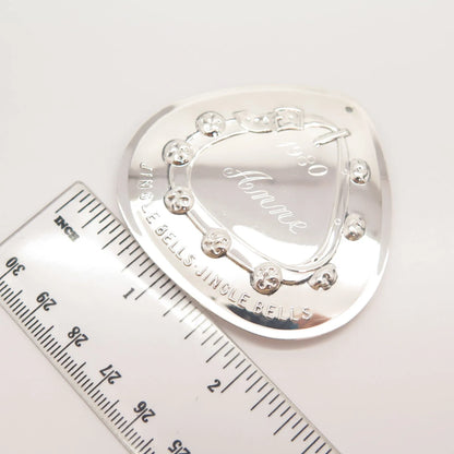 925 Sterling Silver Vintage Towle 1980 "Jingle Bells" Large Pendant