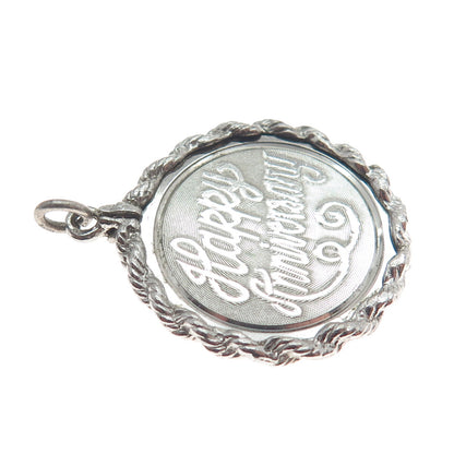 ELCO 925 Sterling Silver Vintage "Happy Anniversary" Charm Pendant