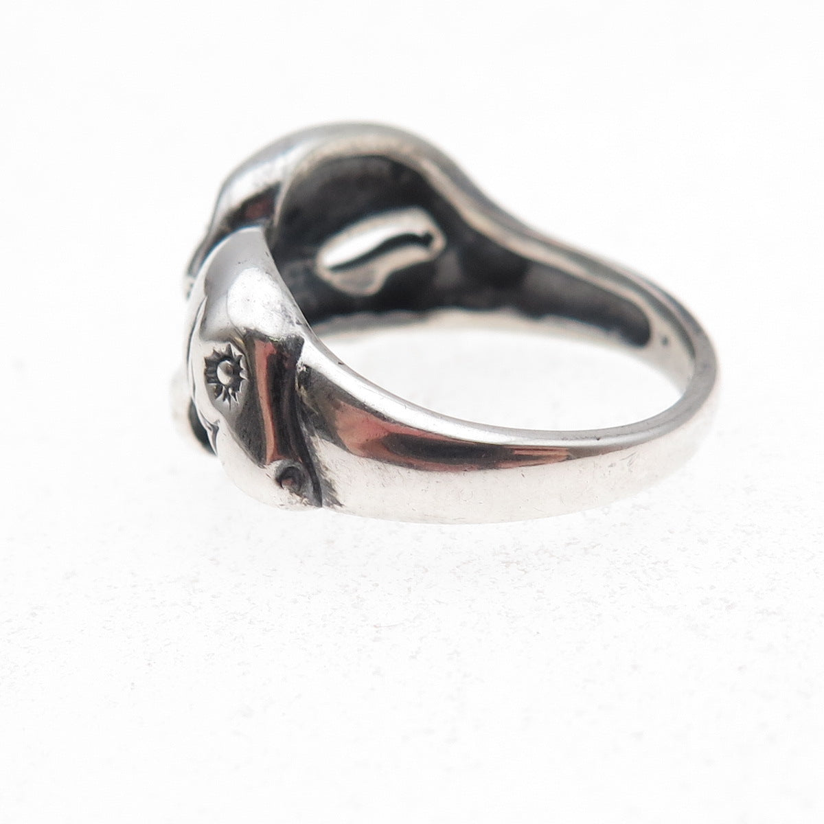 Kabana 925 Sterling Silver Vintage Sea Lion Couple Oxidized Ring Size 7