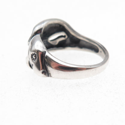 Kabana 925 Sterling Silver Vintage Sea Lion Couple Oxidized Ring Size 7