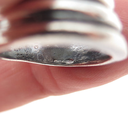 P.R.EX 925 Sterling Silver Vintage Italy Modernist Ribbed Oxidized Ring Size 6.5