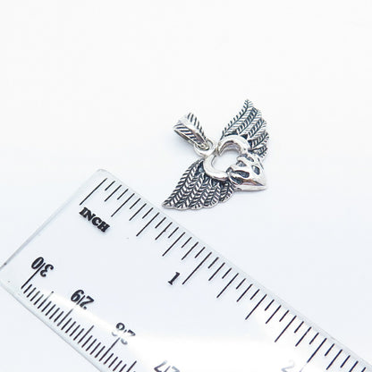 925 Sterling Silver Wings Heart Pendant
