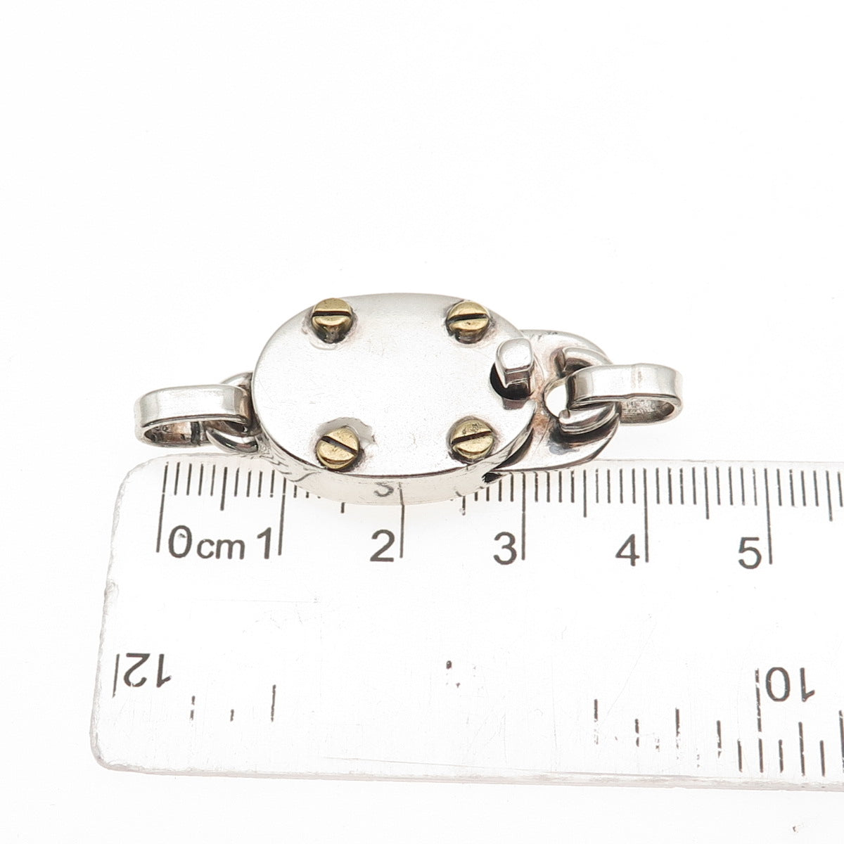 925 Sterling Silver 2-Tone Vintage Mexico Bracelet / Necklace Box Lock Clasp