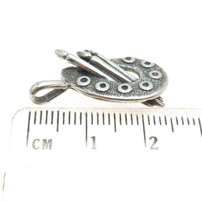 925 Sterling Silver Vintage Artist's Palette Oxidized Charm Pendant