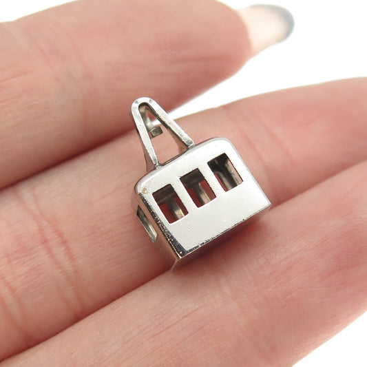 800 Silver Antique Art Deco Cable Car Minimalist Charm Pendant