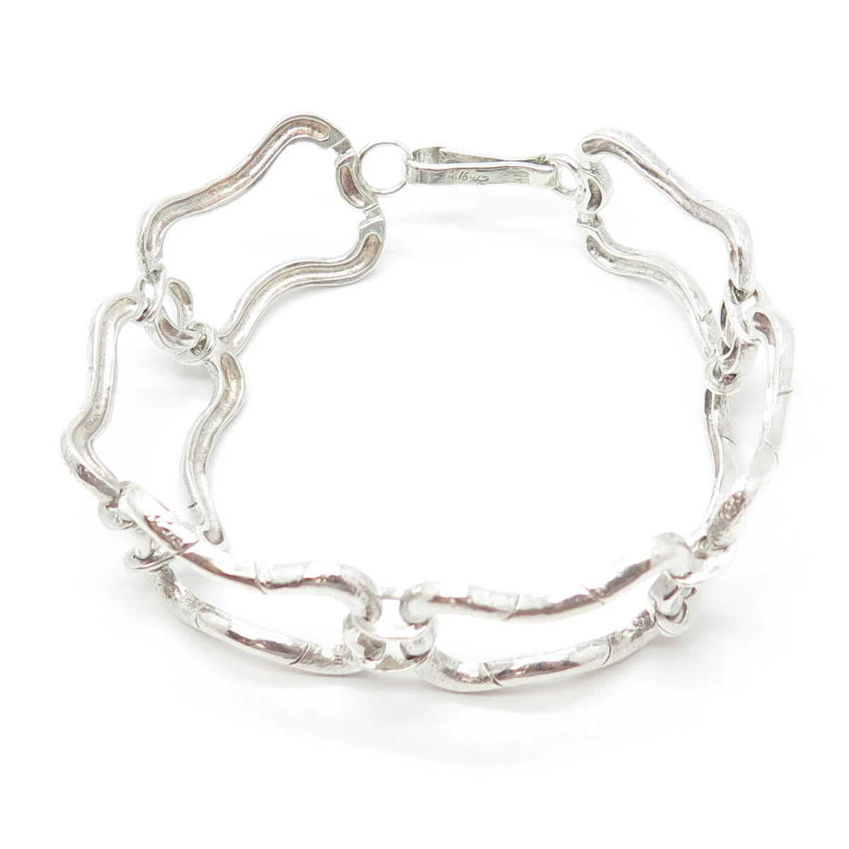 925 Sterling Silver Vintage Modernist Bracelet 8"