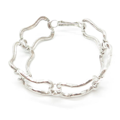 925 Sterling Silver Vintage Modernist Bracelet 8"