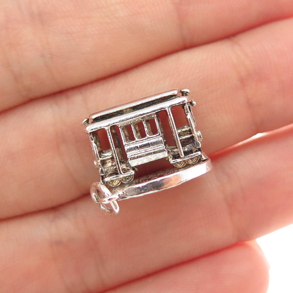 925 Sterling Silver Vintage San Francisco Cable Car Mini 3D Charm Pendant