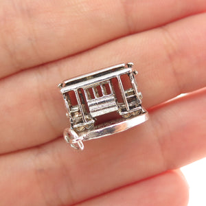 925 Sterling Silver Vintage San Francisco Cable Car Mini 3D Charm Pendant