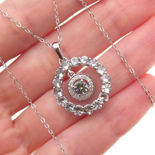 Chuck Clemency 925 Sterling Silver Real Tanzanite White Topaz Chain Necklace 20"
