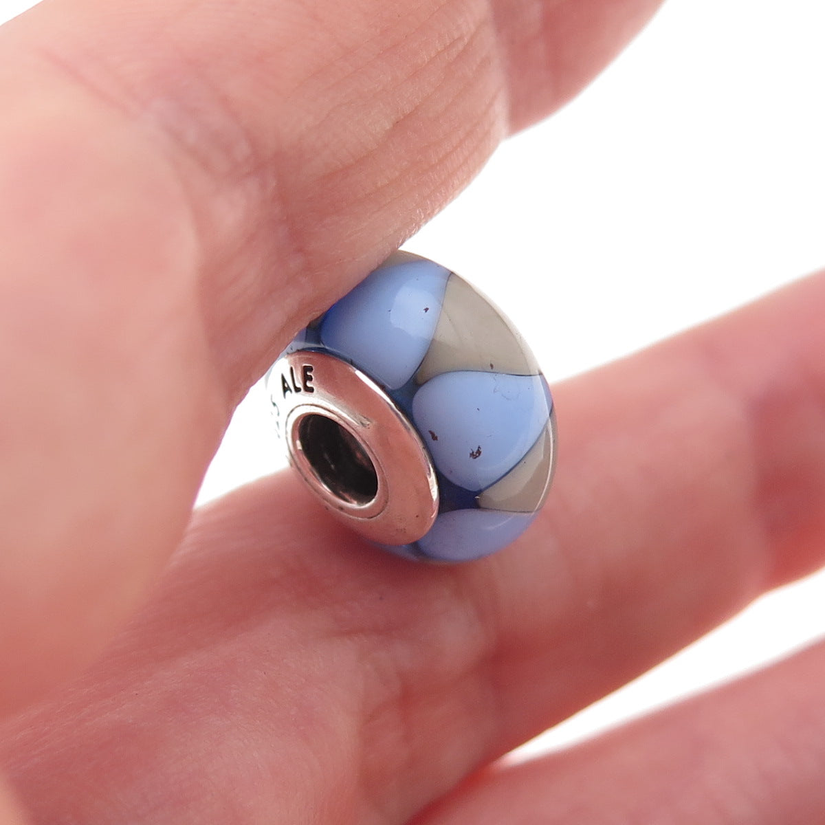 Pandora 925 Sterling Silver Murano Glass Slide Bead Charm
