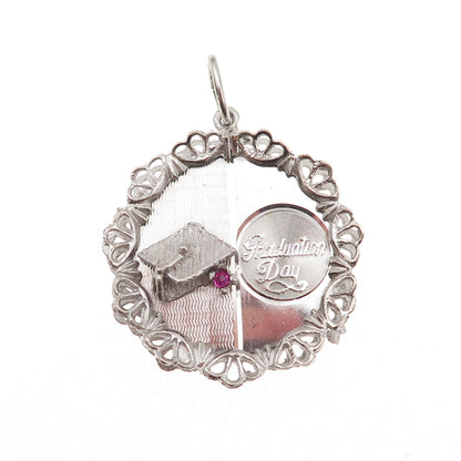 Art's Elegance Sterling Silver Vintage Rhinestone Graduation Day Charm Pendant