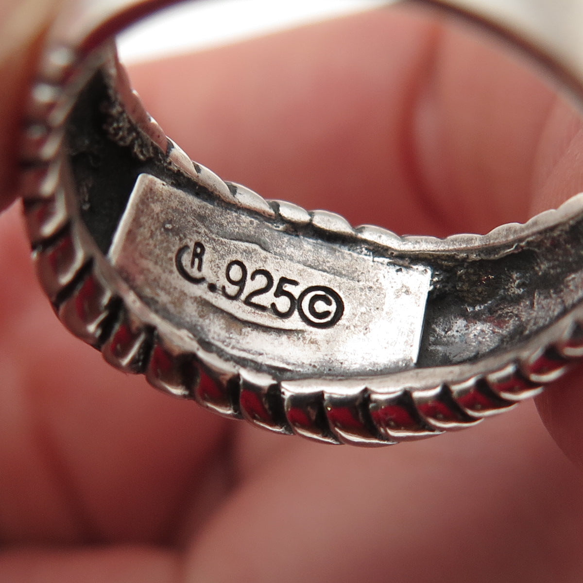 Carolyn Pollack 925 Sterling Silver Vintage Real Turquoise Ring Size 7.25