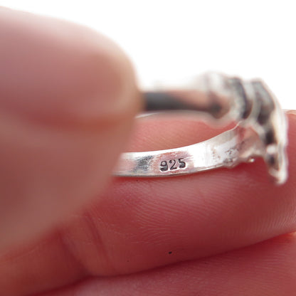 925 Sterling Silver Vintage Irish Claddagh Oxidized Ring Size 9