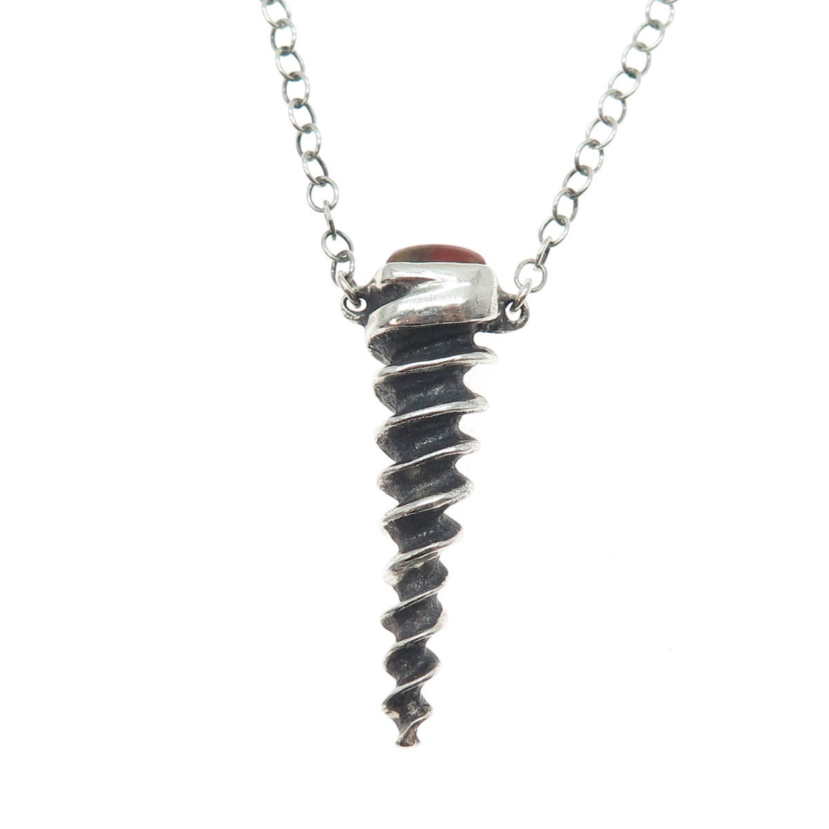 LK KATHERINE LINCOLN Sterling Silver Vintage Jasper Necklace 22" (missing lock)