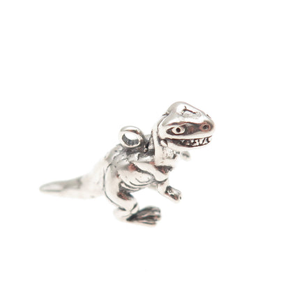 SHUBE 925 Sterling Silver Vintage T-Rex Dinosaur Oxidized 3D Charm Pendant