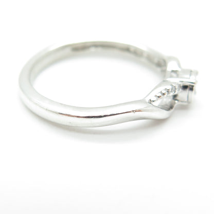 SUN 925 Sterling Silver Real Round-Cut Diamond Promise Ring Size 7