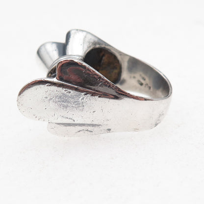 925 Sterling Silver Vintage Italy Modernist Box Oxidized Ring Size 7.75