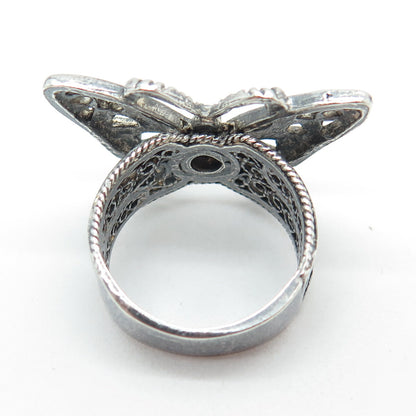 925 Sterling Silver Vintage Butterfly Oxidized Ring Size 6.5