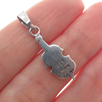 925 Sterling Silver Vintage Mexico Modernist Violin Minimalist Charm Pendant