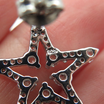 925 Sterling Silver Round-Cut C Z Star Stud Earrings