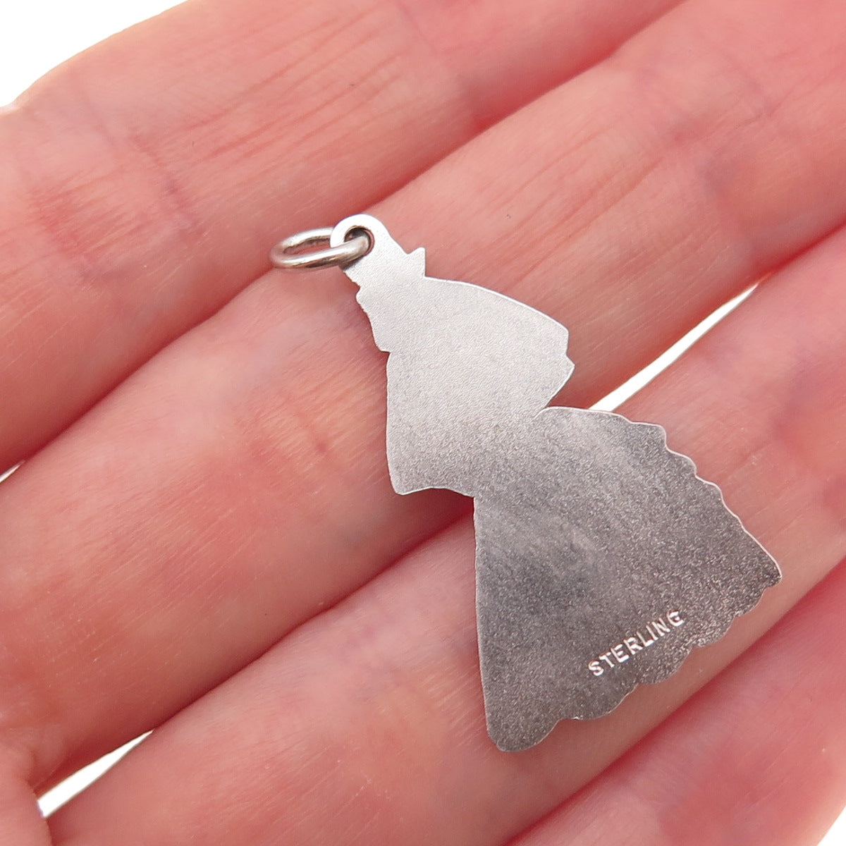 925 Sterling Silver Vintage Bride Oxidized Charm Pendant