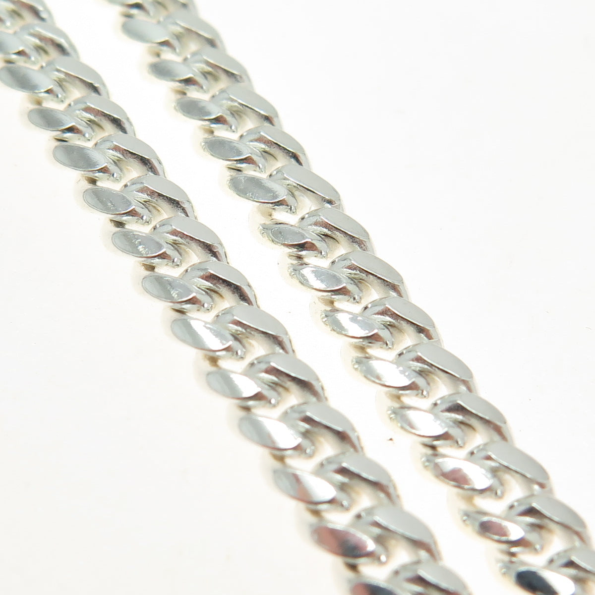 925 Sterling Silver Italy Flat Curb Link Bracelet 8"