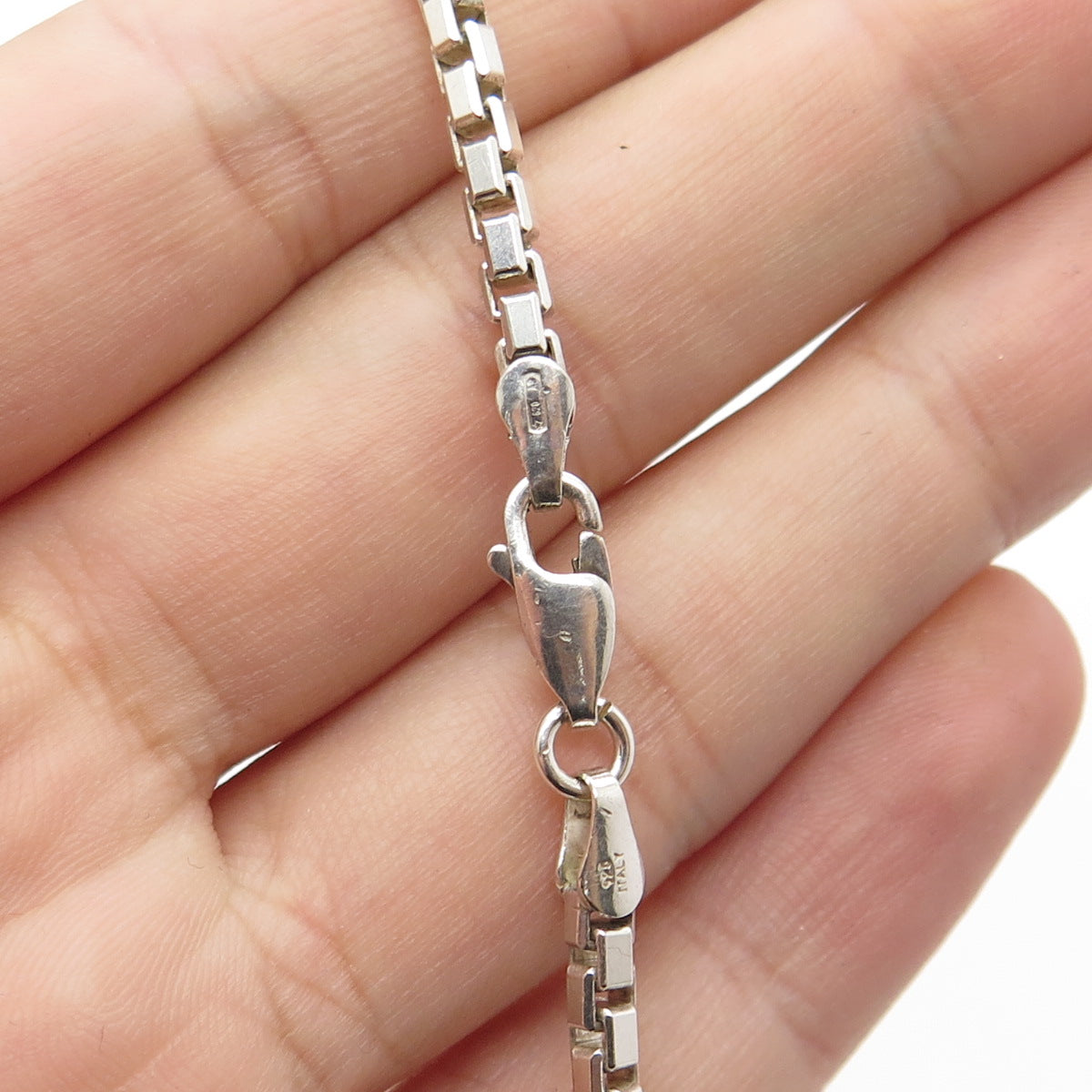 925 Sterling Silver Italy Box Chain Necklace 16"