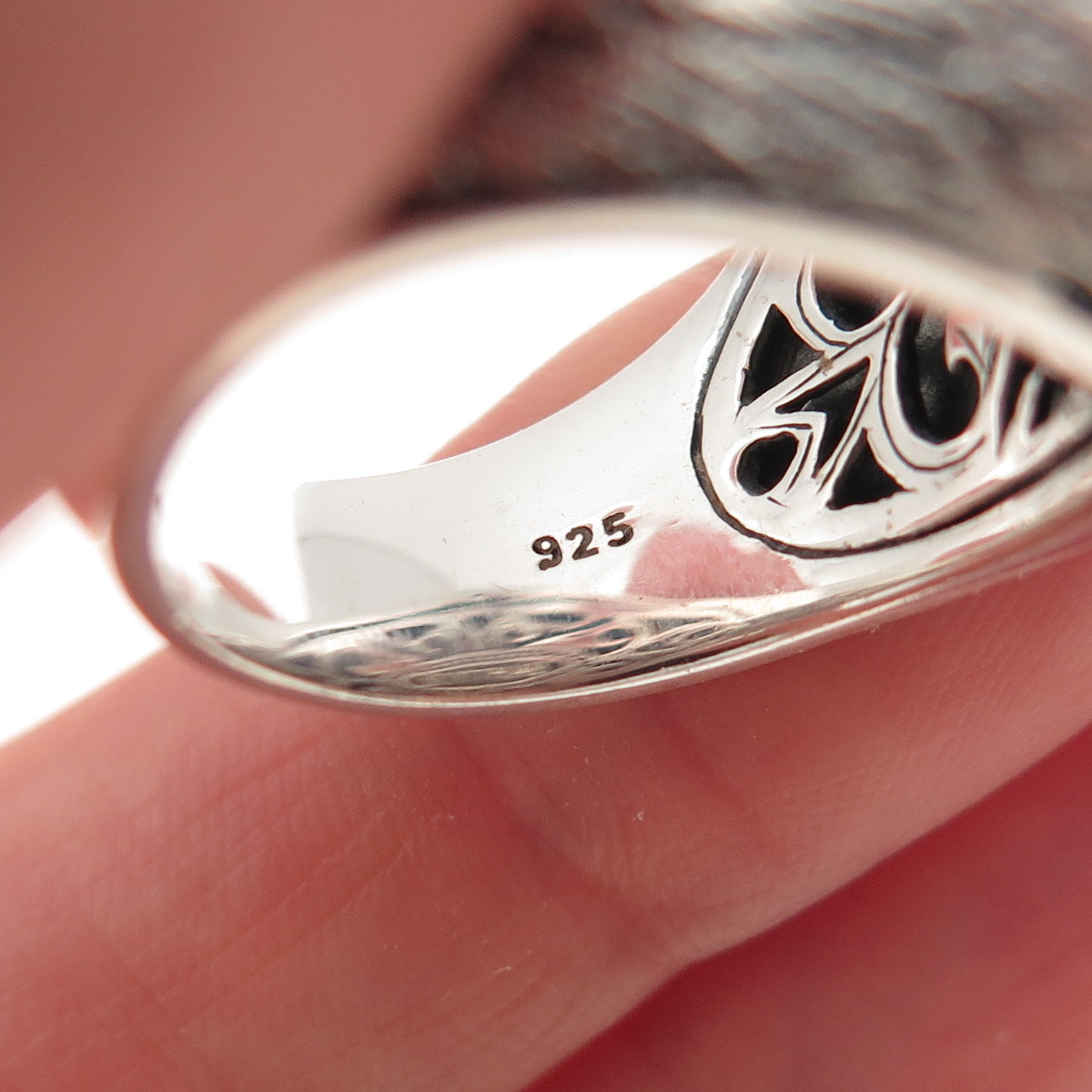 Scott Kay 925 Sterling Silver Real Black Onyx Angel Oxidized Ring Size 8