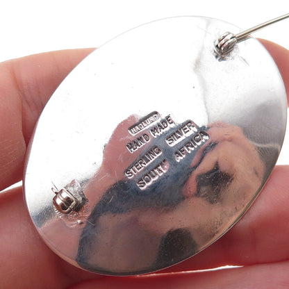 Bircher Haglund 925 Sterling Silver Vintage Real Agate Storyteller Pin Brooch