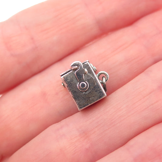 925 Sterling Silver Antique Art Deco Enamel Jack in the Box Open Charm Pendant