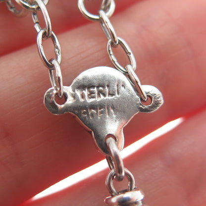 925 Sterling Silver Antique Siam Niello Hindu Goddess Bell Charm Bracelet 6.5"