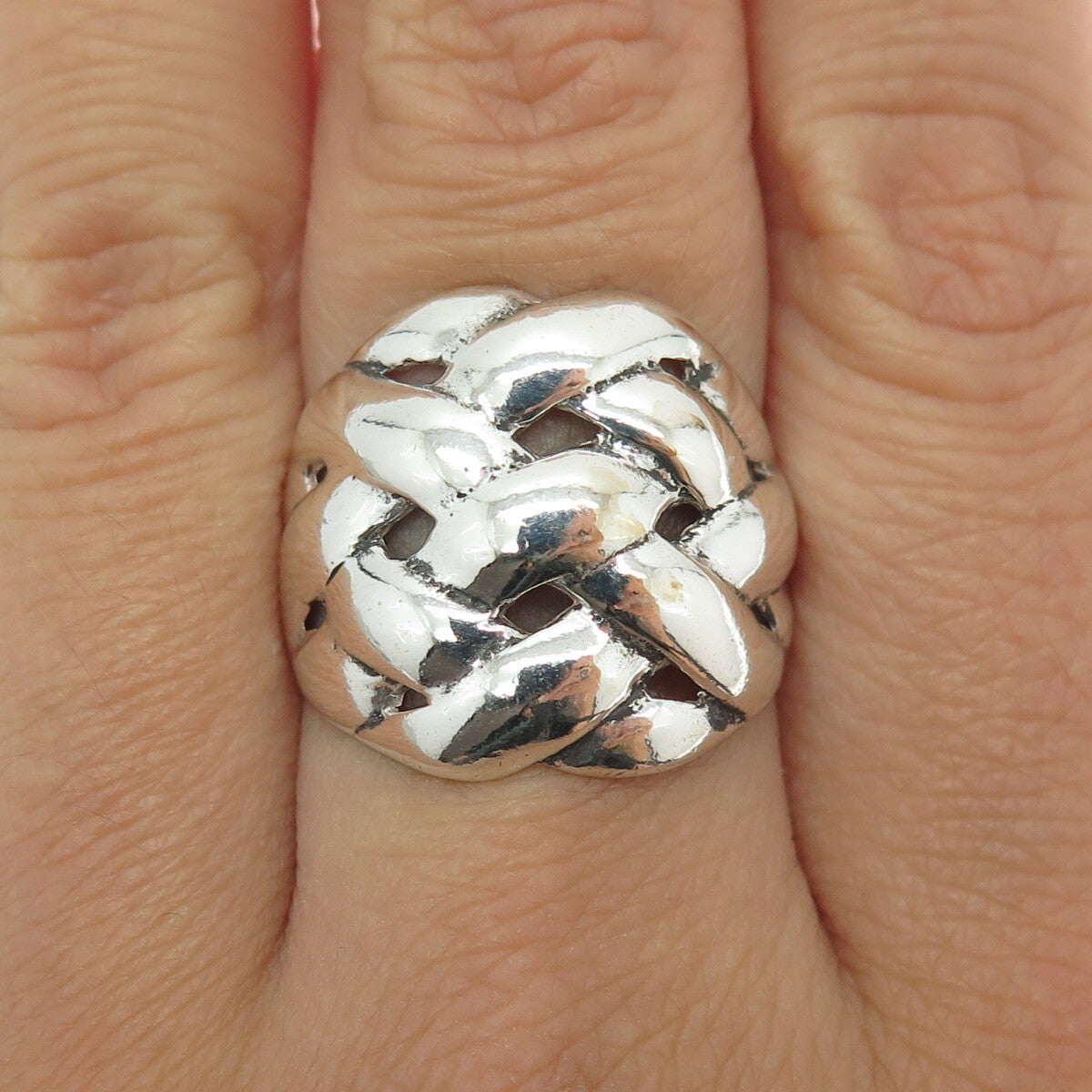 925 Sterling Silver Vintage Wicker Ring Size 8.75