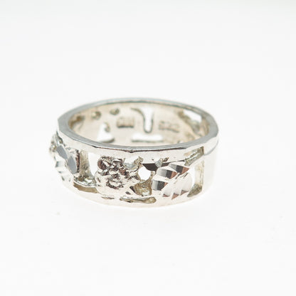 CHAPAL ZENRAY 925 Sterling Silver Vintage Flower Band Ring Size 8.25