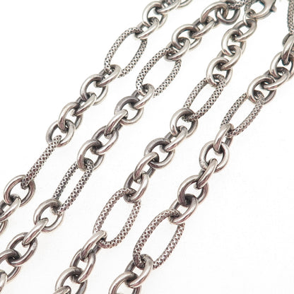 925 Sterling Silver Vintage Multi-Oval Cable Oxidized Chain Necklace 32"