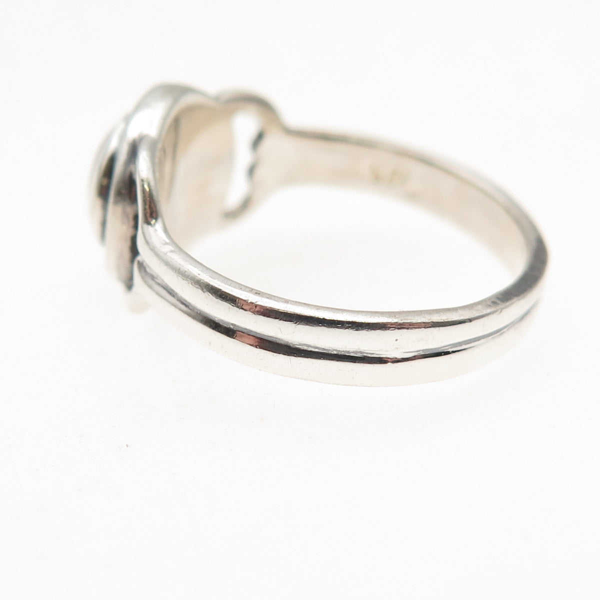925 Sterling Silver Vintage Real Carnelian Modernist Oxidized Ring Size 7