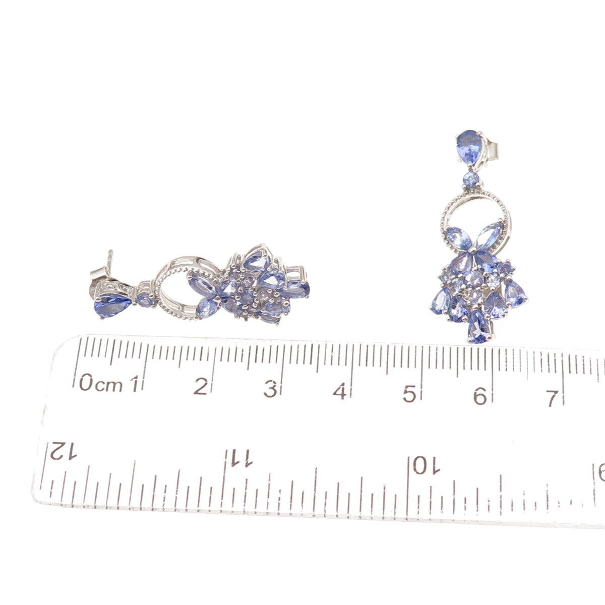 Chuck Clemency 925 Sterling Silver Real Tanzanite Dangle Earrings